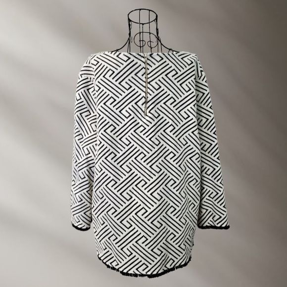 Anthropologie W5 Black and White Shirt with Fringe - Picture 3 of 6